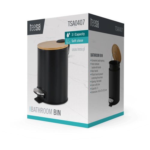 Teesa TSA0407 Koupelnový odpadkový koš 3 l, černý