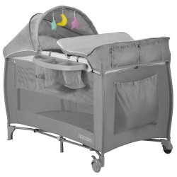 Ricokids RK-242 Cestovná detská postieľka 125x65x78 cm + matrac a taška, sivá