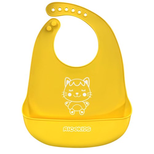Ricokids 700390 Silikonový bryndák s kapsou, žlutý
