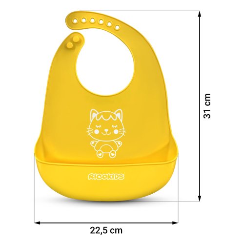 Ricokids 700390 Silikonový bryndák s kapsou, žlutý