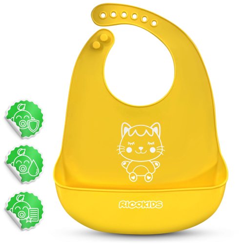 Ricokids 700390 Silikonový bryndák s kapsou, žlutý