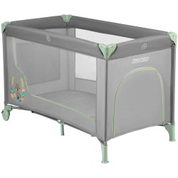 Ricokids RK-240 Cestovná detská postieľka + matrac a taška 125 × 65 × 78 cm, šedá-mätová