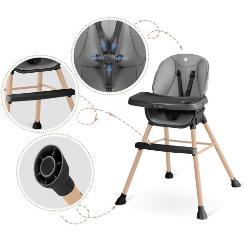 Nukido 701000 Jídelní židlička TILO šedo-černá