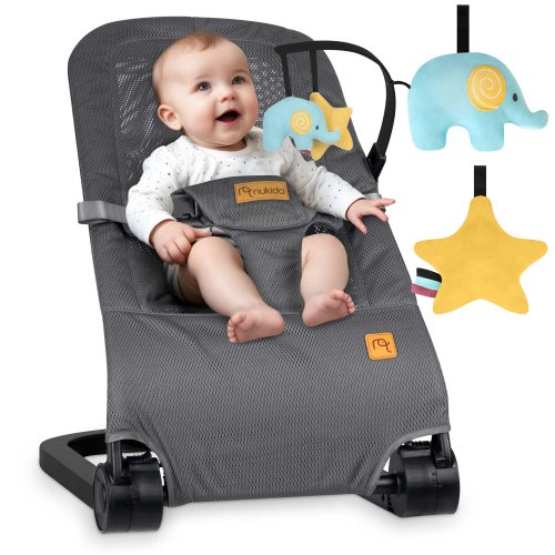 Nukido NK-52 Houpací křeslo s hračkami, šedé