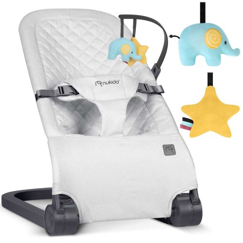 Nukido NK-52 houpací křeslo s hračkami, světle šedé
