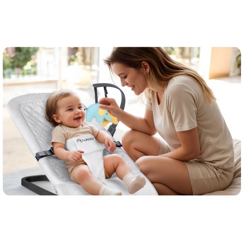 Nukido NK-52 houpací křeslo s hračkami, světle šedé