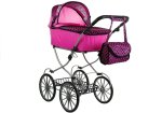 Alice 3825 Kočárek pro panenky Retro s taškou, hluboký, růžovočerný