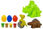 LEAN Toys 8523 Plastelína dinosauři - vajíčka a formičky, 12 prvků, 4 barvy
