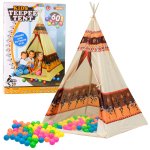 LEAN Toys 2576 Detský indiánsky týpí + 60 loptičiek, 155 cm