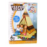 LEAN Toys 2576 Detský indiánsky týpí + 60 loptičiek, 155 cm