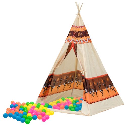 LEAN Toys 2576 Detský indiánsky týpí + 60 loptičiek, 155 cm
