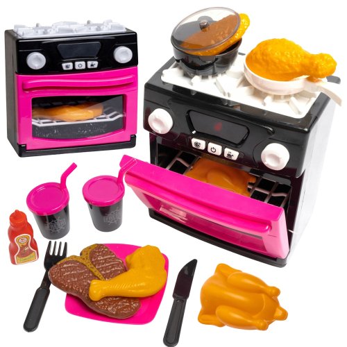 LEAN Toys 28140 Dětský sporák s troubou, světlo a zvuk, růžový