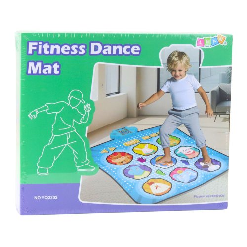 LEAN Toys 28734 Interaktívna hudobná tanečná podložka pre deti, zvieratká, LED svetlá, modrá 