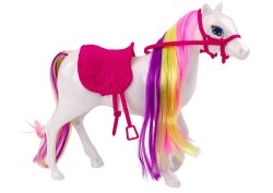 LEAN Toys 18209 Figurka koně - bílý kůň k česání se sedlem