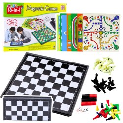 LEAN Toys 1085 Sada rodinných hier 18v1 - magnetická šachovnica