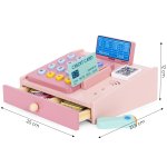 MULTISTORE HC751029 Dřevěná pokladna pro děti se skenerem, bankovkami, mincemi a kartou