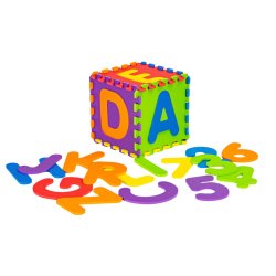 ECOTOYS ECOEVA002 Pěnová vzdělávací podložka, puzzle, písmena a čísla 178×178 cm, 36 ks