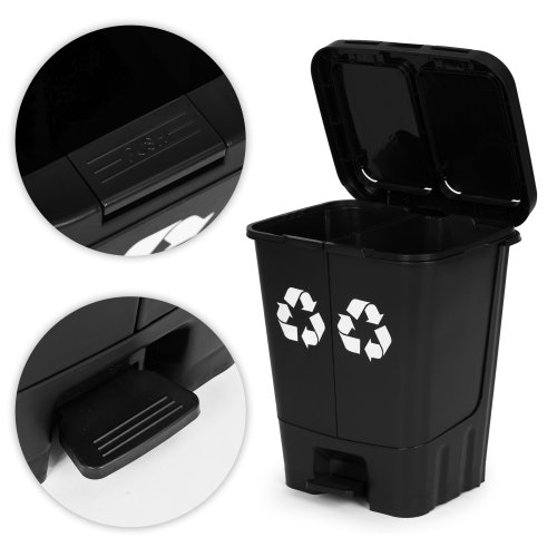 MULTISTORE MO-40C-1-K Dvoukomorový odpadkový koš 40 l, černý