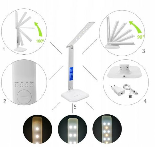 ISO 7964 LED stmievateľná stolná lampička s displejom 1.5W