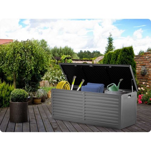 Plonos PL-801 Záhradný box 143 x 57 x 53,5 cm, 390 l, čierny a sivý