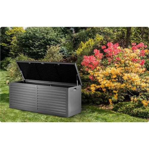 Plonos PL-801 Záhradný box 143 x 57 x 53,5 cm, 390 l, čierny a sivý