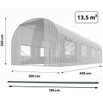 Plonos 4975-B Zahradní fóliový tunel 3 x 4,5 m, 140 g/m², bílý