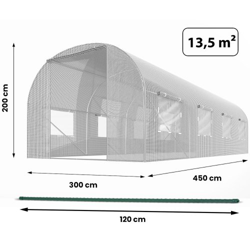 Plonos 4975-B Zahradní fóliový tunel 3 x 4,5 m, 140 g/m², bílý
