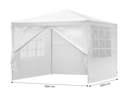 MultiGarden PAW 3X3 Skladací záhradný altánok, 3x3 m, 4 steny, biely
