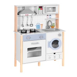 ECOTOYS 7271 Dětská dřevěná kuchyňka se zvuky, LED, troubou, pračkou a příslušenstvím