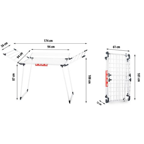 Massido 688500 Lina 22 m skladací sušiak na bielizeň, biely