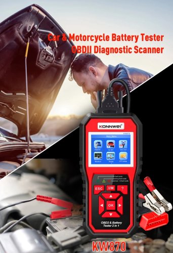 Konnwei KW870 Diagnostický skener a tester baterií OBD2 
