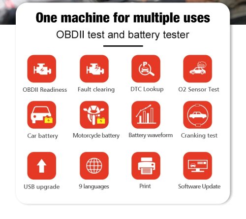 Konnwei KW870 Diagnostický skener a tester baterií OBD2 