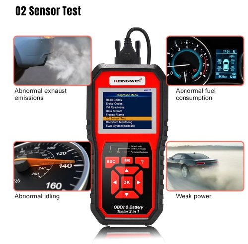 Konnwei KW870 Diagnostický skener a tester baterií OBD2 