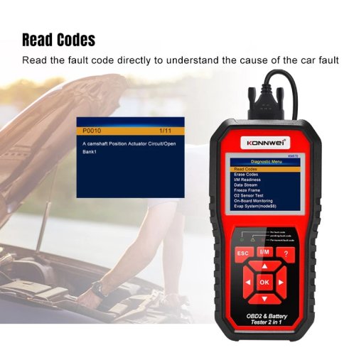 Konnwei KW870 Diagnostický skener a tester baterií OBD2 