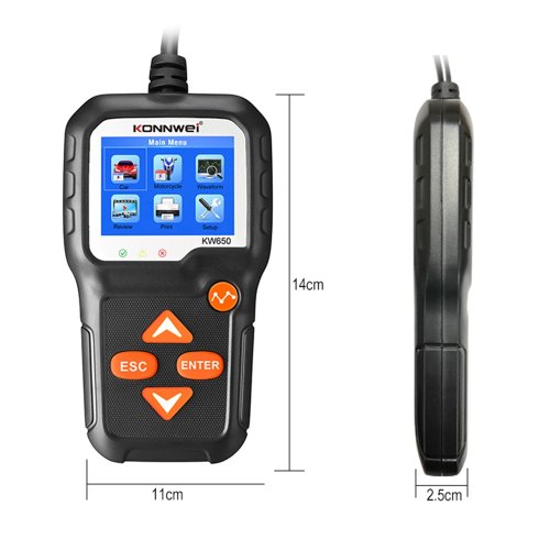 Konnwei KW650 Měřič baterií 6 - 16 V, LCD