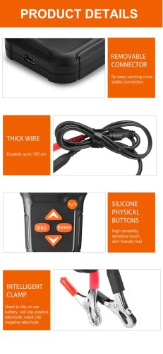 Konnwei KW650 Měřič baterií 6 - 16 V, LCD