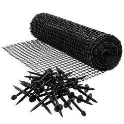 RealG RC-K-1607 Sieť proti krtkom 200 m, 30 g/m², čierna, veľkosť ôk 16×16 mm + 50 kotiev