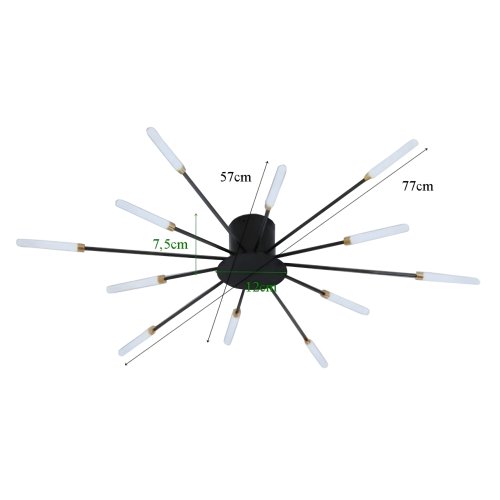 RealG 1244 Stropní LED lustr Ohňostroj 12 W, 220 V, 1350 lm, 12 ramen