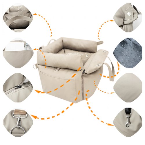 RealG RC-K-2034 Autosedačka a transportní taška pro psa/kočku 55 x 50 cm, béžová