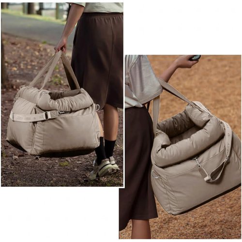 RealG RC-K-2034 Autosedačka a transportní taška pro psa/kočku 55 x 50 cm, béžová