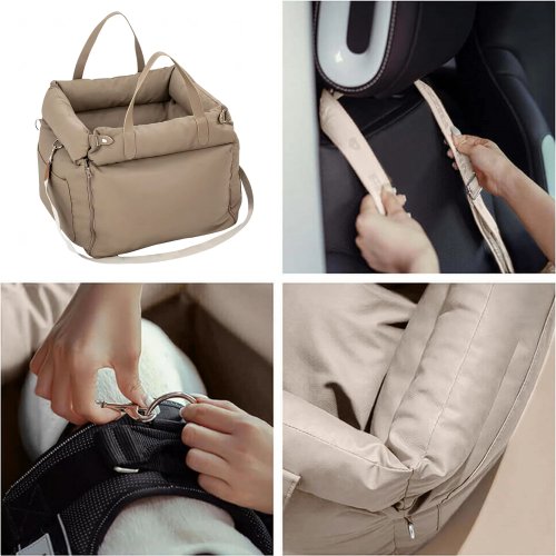 RealG RC-K-2034 Autosedačka a transportní taška pro psa/kočku 55 x 50 cm, béžová