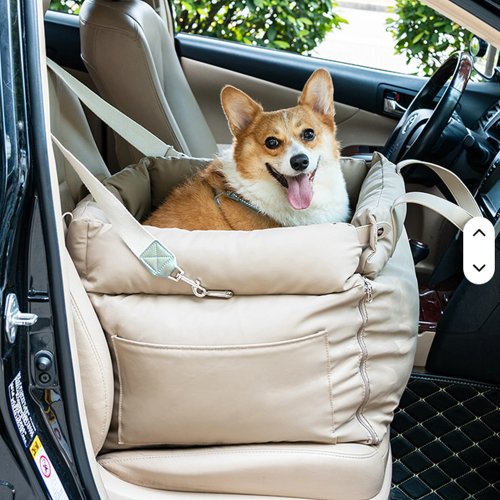 RealG RC-K-2034 Autosedačka a transportní taška pro psa/kočku 55 x 50 cm, béžová