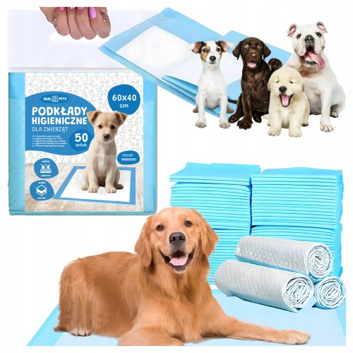 RealG RC-K-1508 Absorpčné podložky na výcvik psov 40 x 60 cm, 50 ks, modré