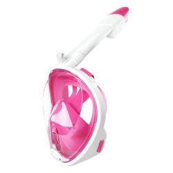 RealG RC-K-1758 Celotvárová maska na šnorchlovanie L/XL, ružová a biela 