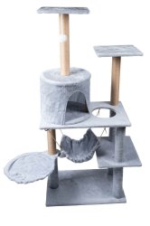 Bauerkraft G-978 Škrabadlo pre mačky s domčekom a posteľami, 5 úrovní, sivé