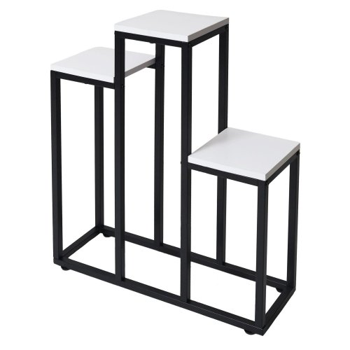 Bauerkraft H-025 Kovový patrový stojan na 3 květiny, bílý