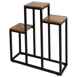 Bauerkraft H-027 Kovový patrový květinový stojan na 3 květiny, rustikální dub 