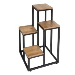 Bauerkraft H-018 Kovový patrový stojan na 4 květiny, rustikální dub