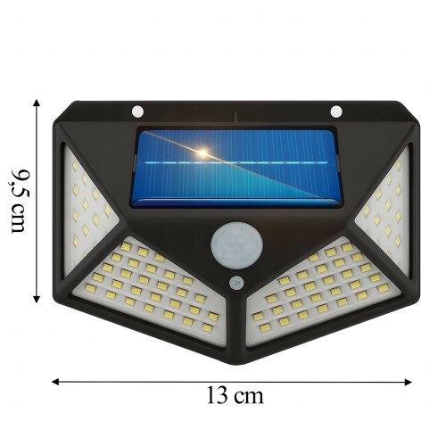 RealG RC-K-2144 Solární venkovní LED osvětlení, 100 LED, 600 lm, IP44, pohybový senzor