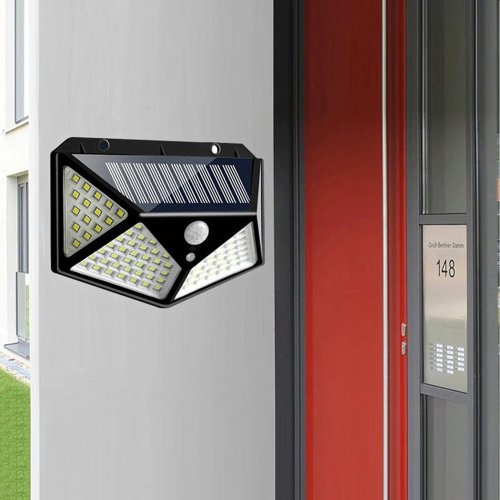 RealG RC-K-2144 Solární venkovní LED osvětlení, 100 LED, 600 lm, IP44, pohybový senzor